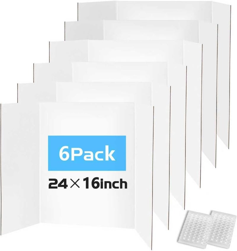 Doubleggs Trifold Poster Board 24"x16", 6 Pack Small Corrugated Boards for School Projects, Science Fairs, Office Presentations - Image 1